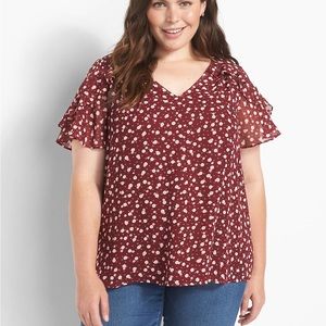 Lane Bryant Swing Short-Sleeve V-Neck Ruffled Blouse Size 18
